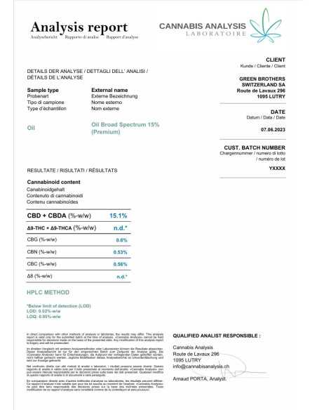 CBD-öljy 15 % (10 ml) - Laajakirjoinen Premium CBD -öljy
